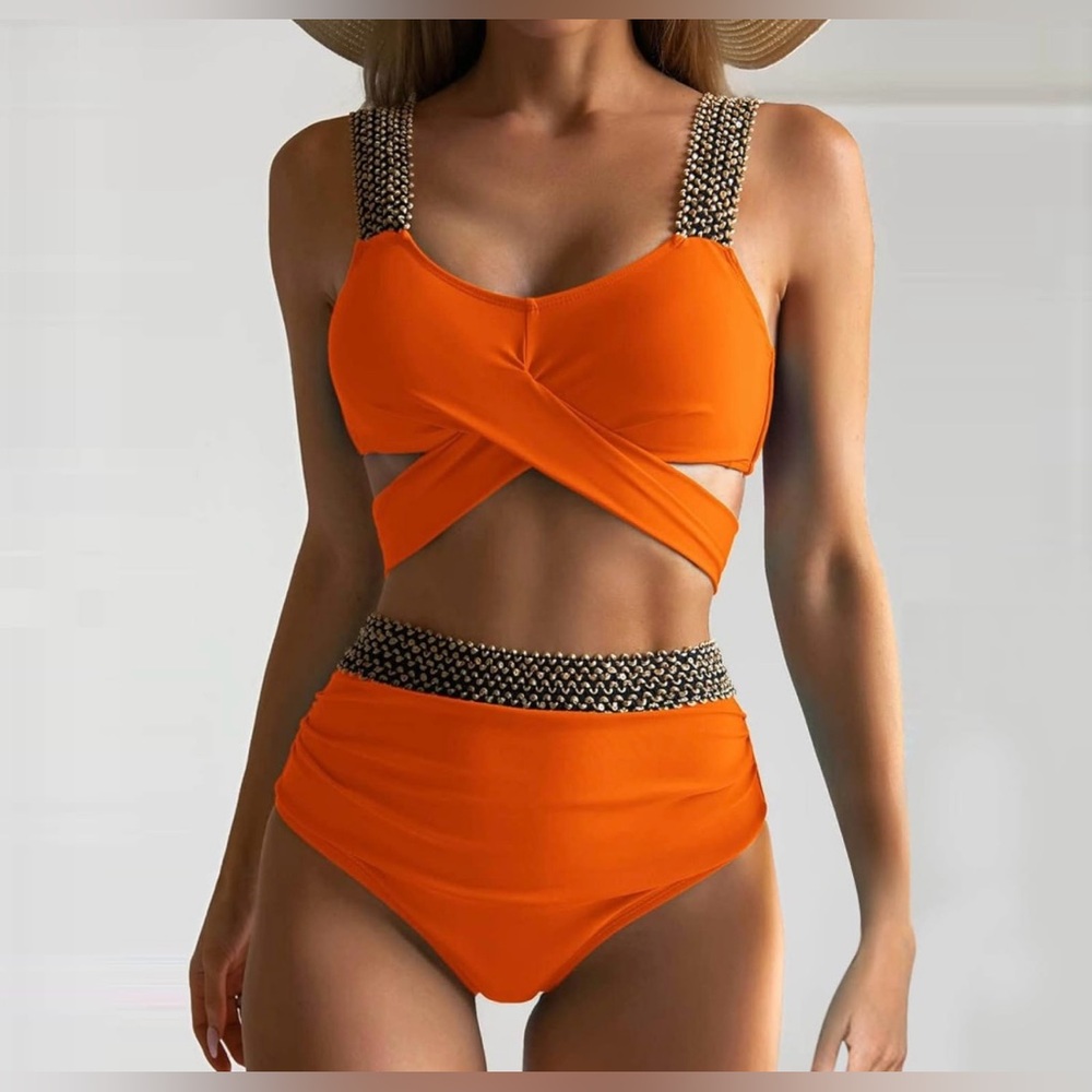 NWT Women’s 2pc Front Cross Tie Back Bikini Swimwear Set